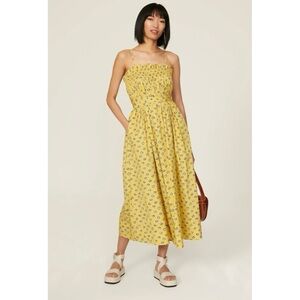 Tory Burch Floral Midi-dress Garden Rose Yellow
